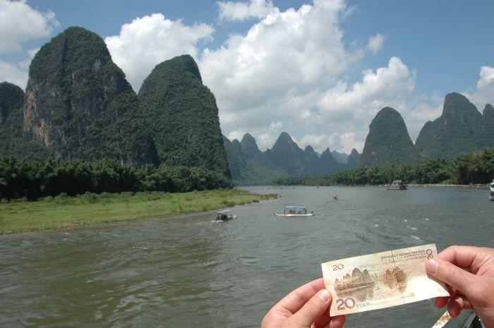 Guilin Karst Mountain Landscape with 20 Yuan