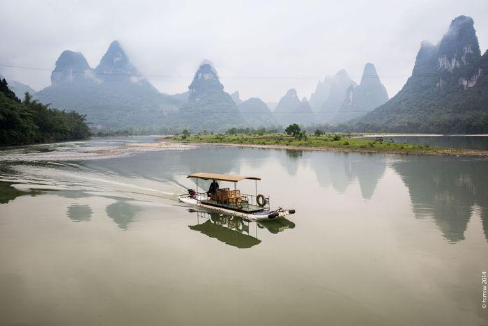 Boat driving over River Guilin